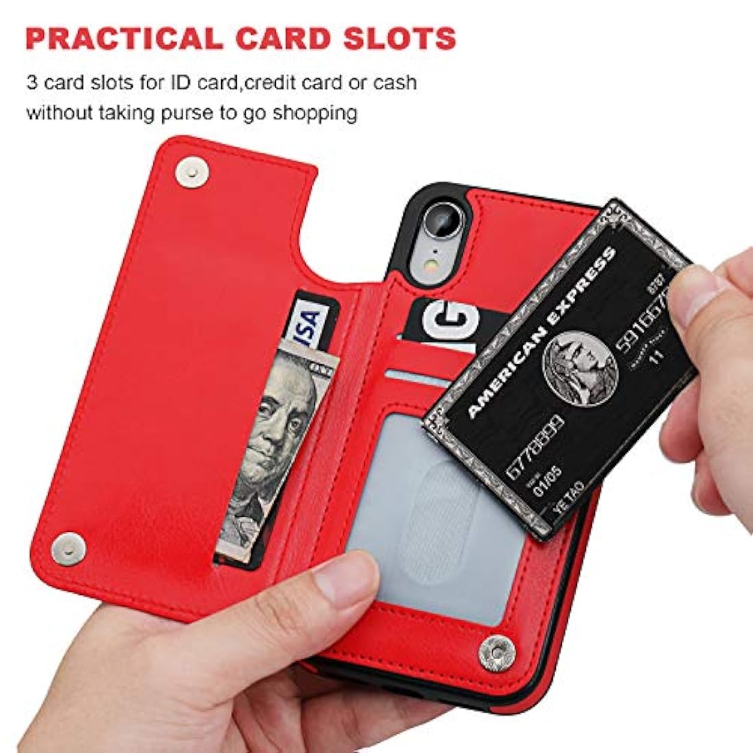 Funda tipo cartera para iPhone XR Rojo