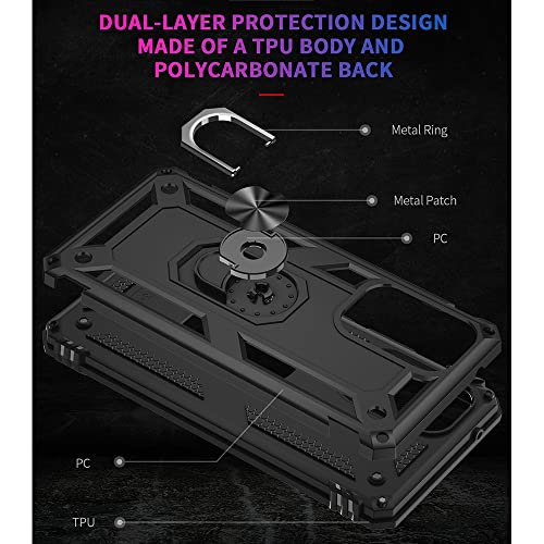 Yiakeng Funda para Samsung Galaxy A53 5G con protector de pantalla HD, fundas protectoras de grado militar con anillo para Samsung Galaxy A53 5G (negro)