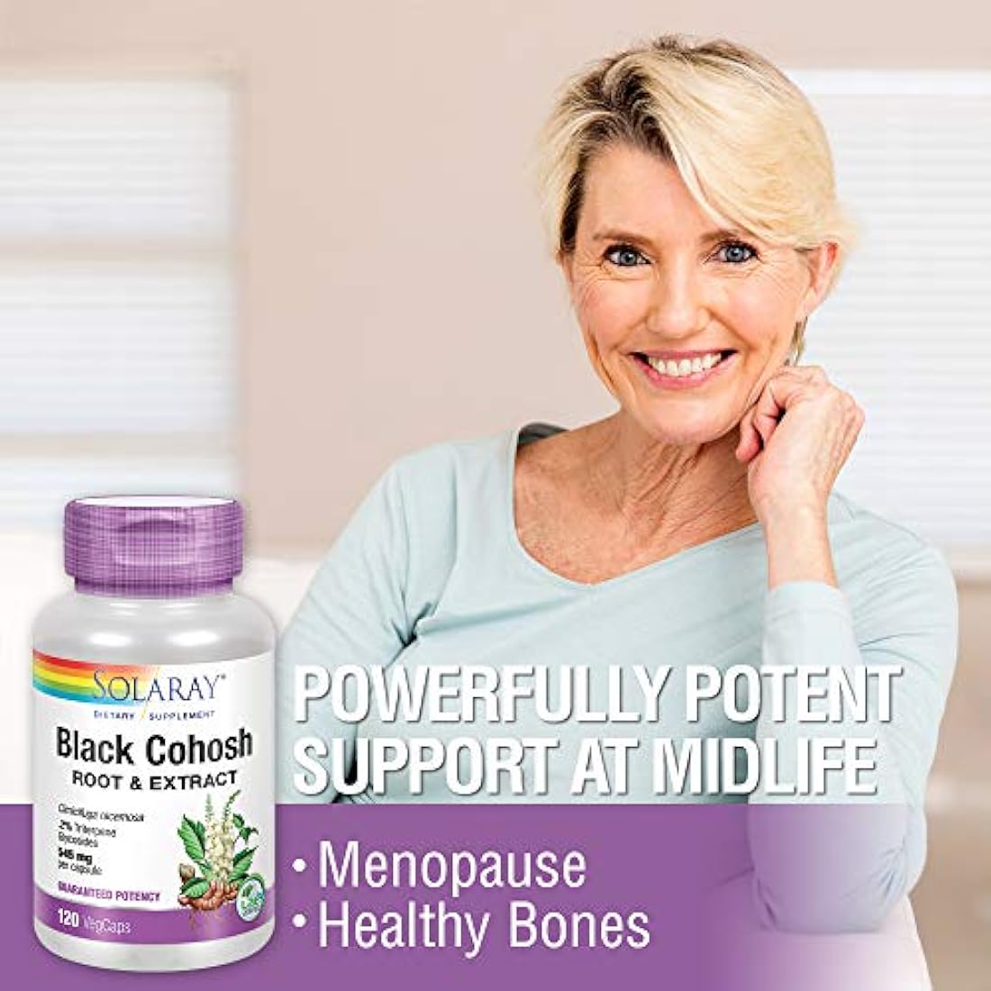 Solaray Cohosh Negro raíz Suplemento, 545 mg, 120 unidades
