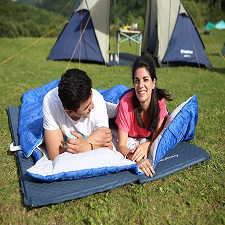 KingCamp Saco de dormir doble de 20 grados, saco de dormir para 2 personas, para adultos, pareja, familia, con almohadas, ligero, para acampar, senderismo, mochileros, exteriores, impermeable, 87 x 59 pulgadas