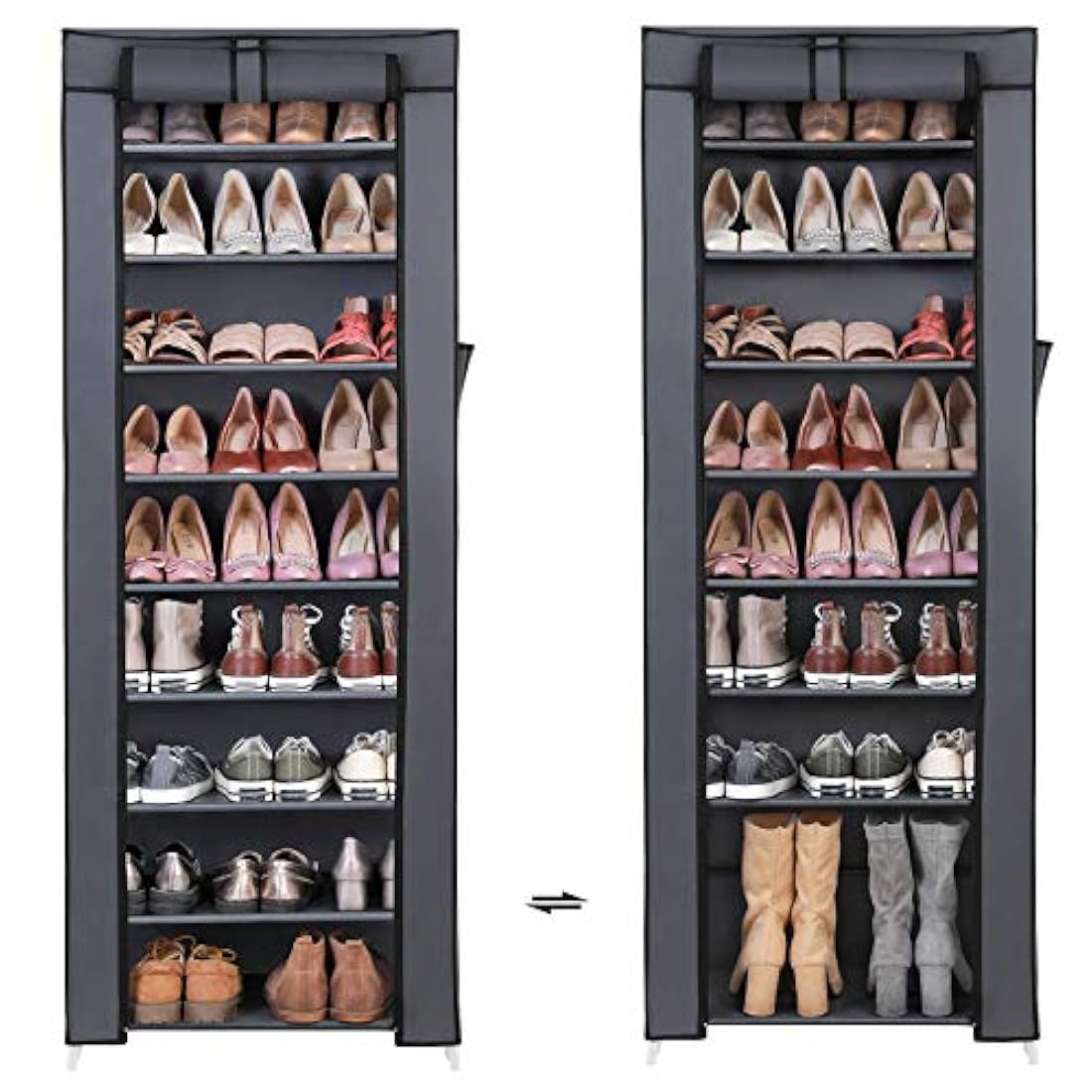 Zapatero de diez niveles para el armario con tapa