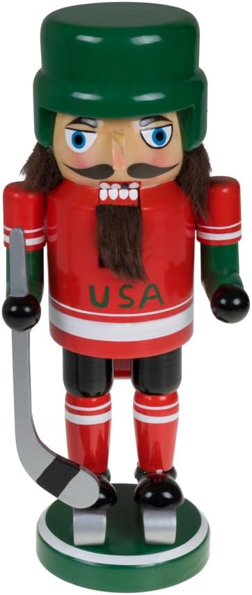 Clever Creations Nutcracker Madera Hockey, 9 Pulgadas