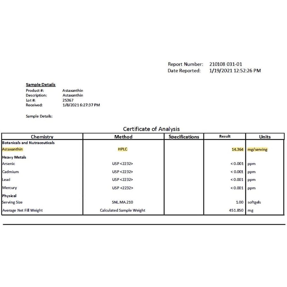 Suplementos Alimenticios Astaxantina con aceite de coco