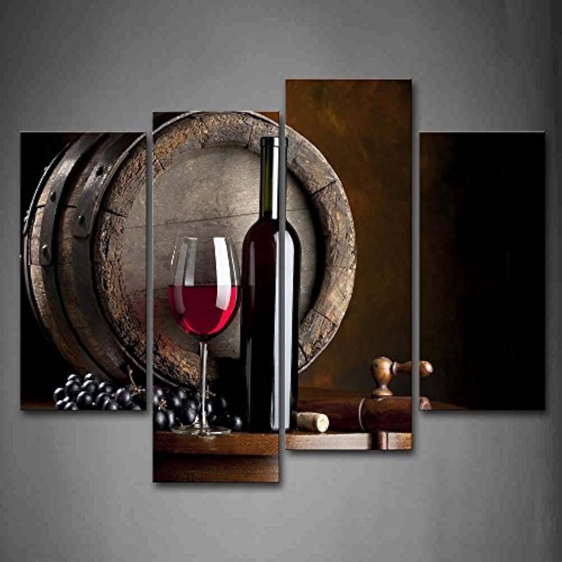 Pintura para pared con diseño de vino y fruta con cristal