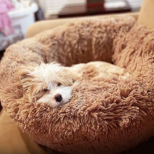 Cama para perros pequeños, medianos y grandes, diseño redondo, relajante, antiansiedad, lavable a máquina, cálido, cómodo y suave, para mascotas de 10 a 100 libras