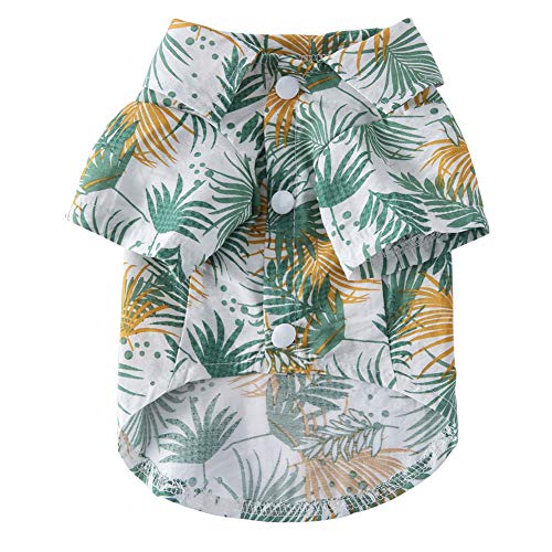 MaruPet Camisa hawaiana para perro NewStyle Summer Beach Chaleco de manga corta para mascotas Ropa de perro Top Floral Camiseta hawaiana Tops Chaquetas para perros pequeños razas gatos hojas XS