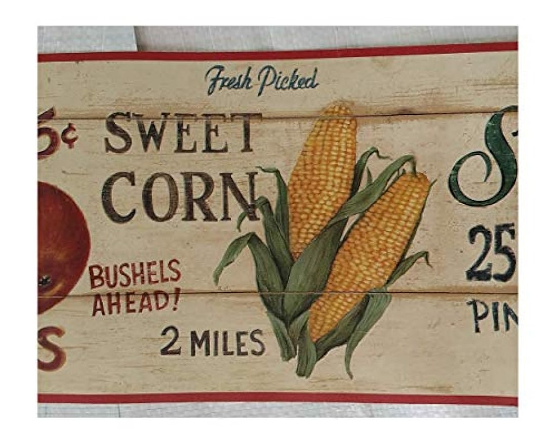 Cenefa de papel pintado con diseño de frutas y verduras