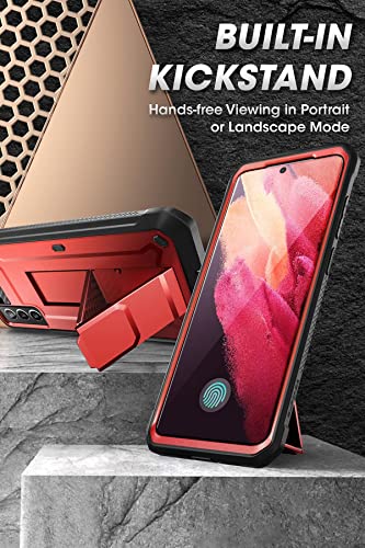 SUPCASE Unicorn Beetle Pro Series - Funda diseñada para Samsung Galaxy S21 FE (versión 2022), funda resistente de doble capa y funda de soporte con protector de pantalla integrado (rojizo)