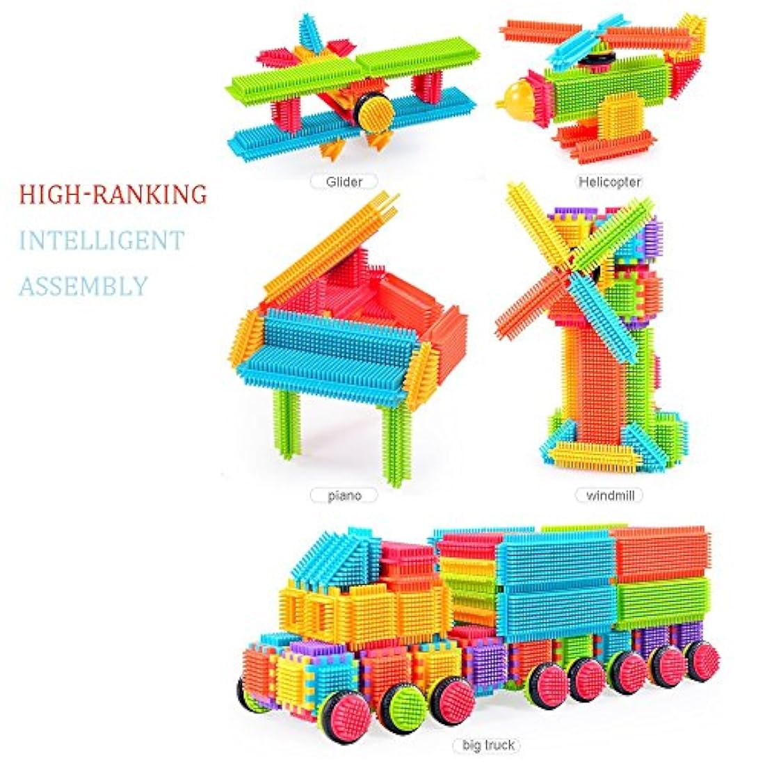 Juego de 100 bloques de construcción con forma de cerdas