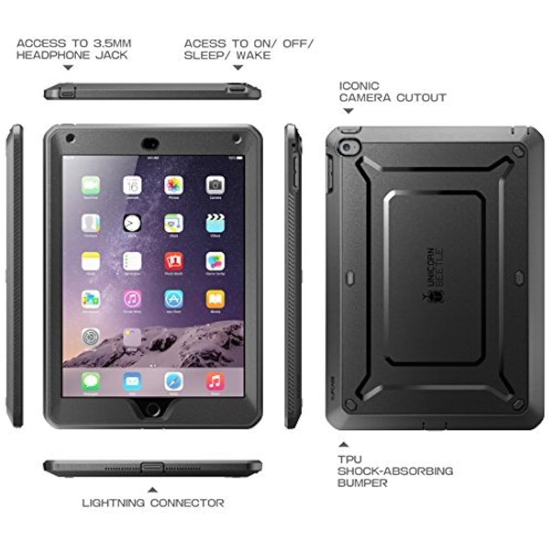Funda protectora con mica protectora para iPad Air 2- Negro