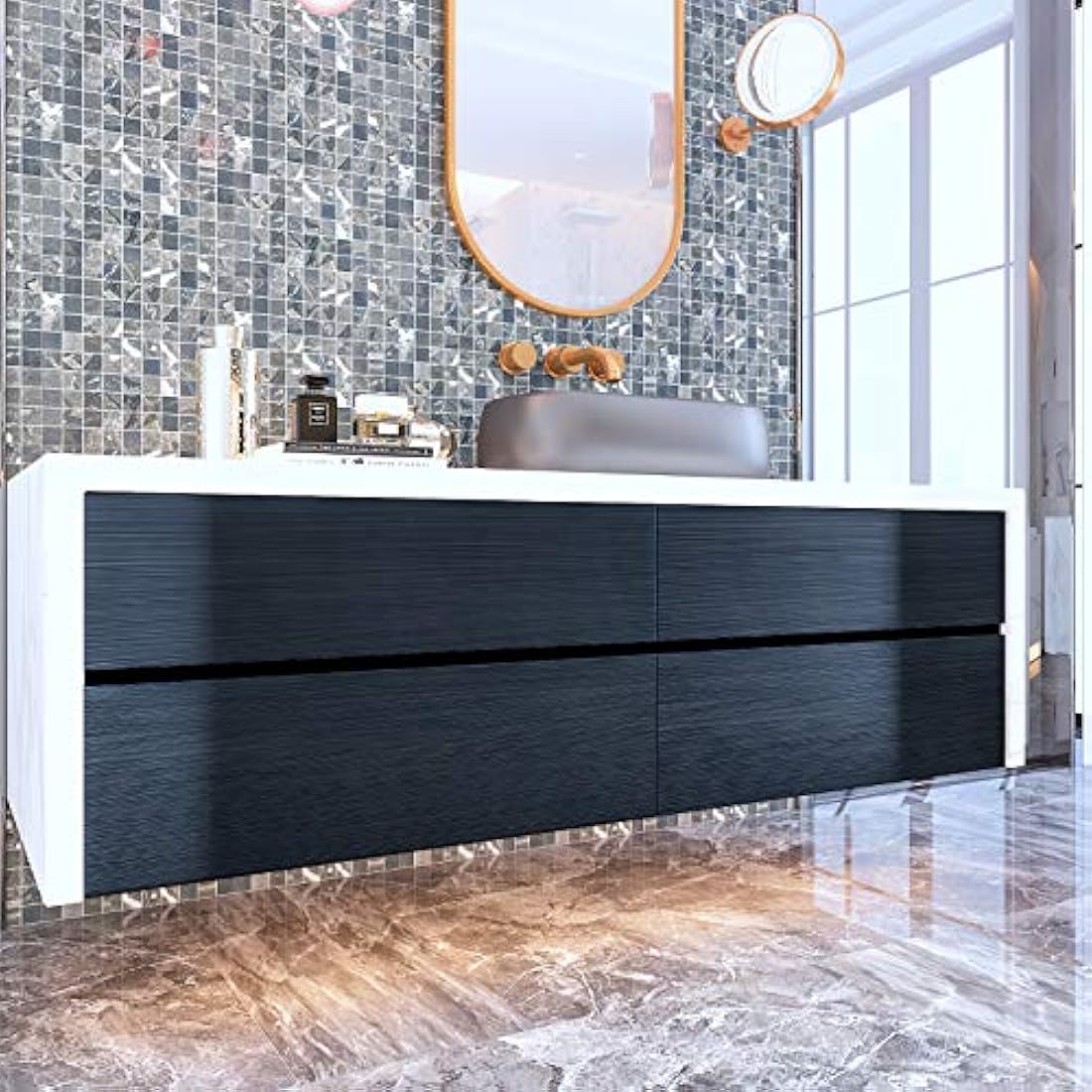 Papel de contacto de acero inoxidable cepillado azul