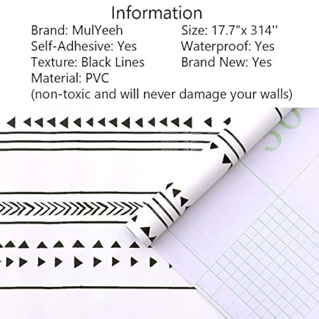 Papel pintado diseño de triángulo negro/blanco (17,7 x 314)