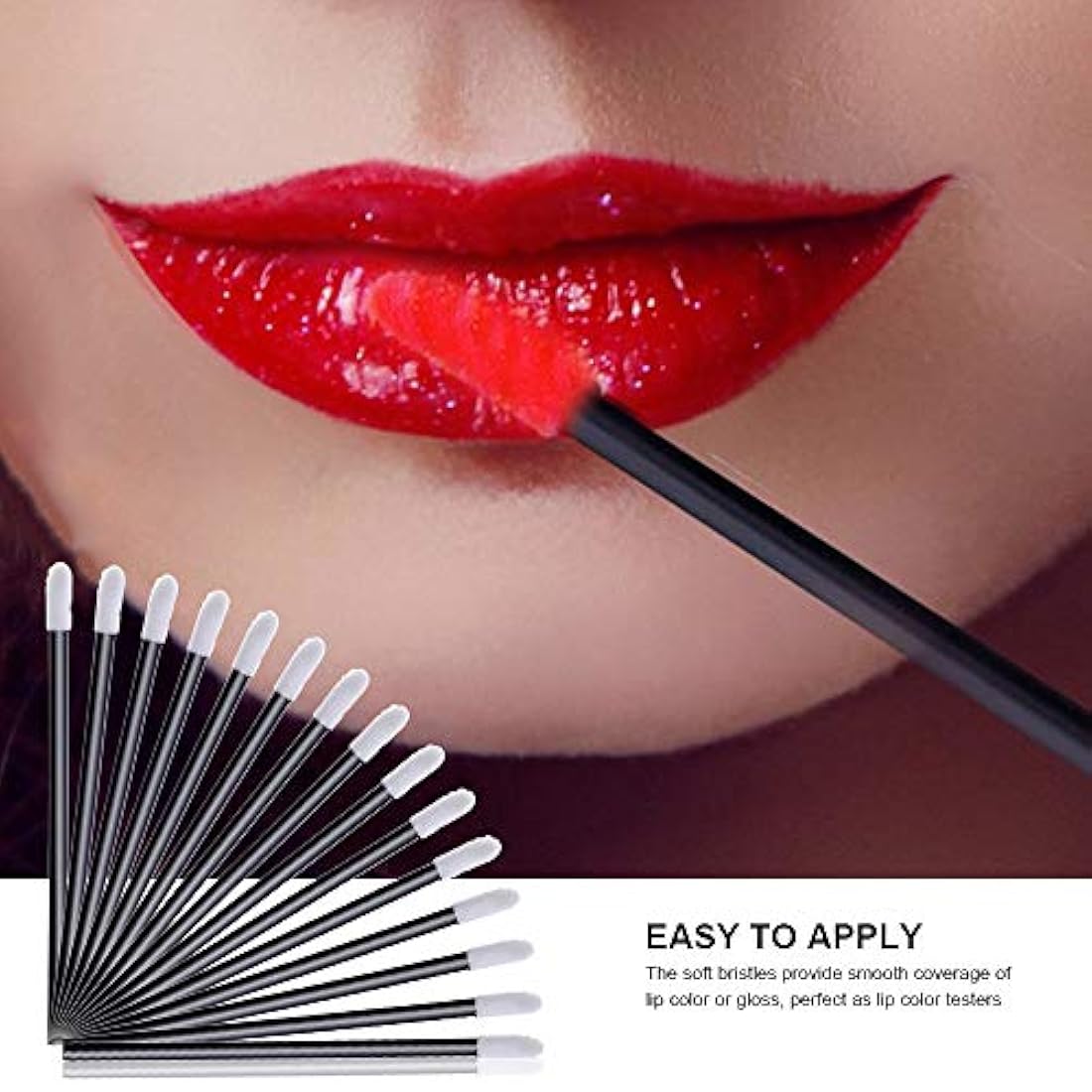 Aplicadores de maquillaje desechables, Teenitor 100 unidades de lápiz labial aplicador varitas y 100 unidades de pestañas pestañas pestañas brillo labial probador de labios pestañas cepillo de maquillaje de Halloween