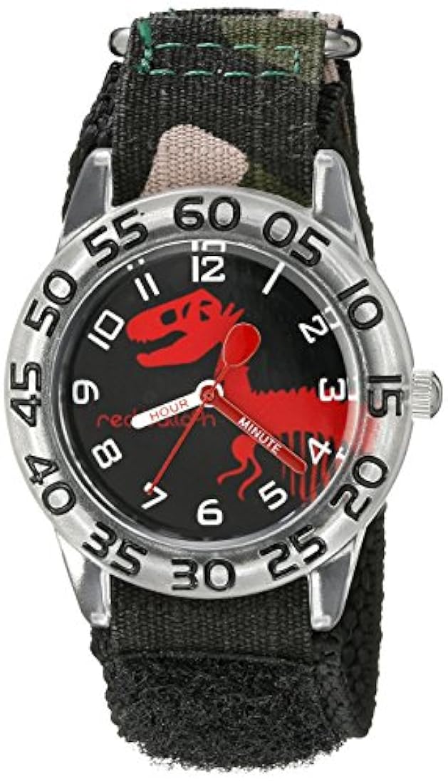 Rojo Globo Kids 'Tiempo de w002273 Teacher Analog visualización negro reloj de cuarzo analógico