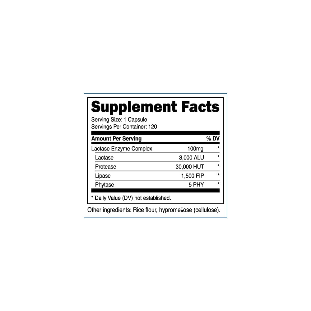 Suplementos Alimenticios Lactase Enzyme sin gluten
