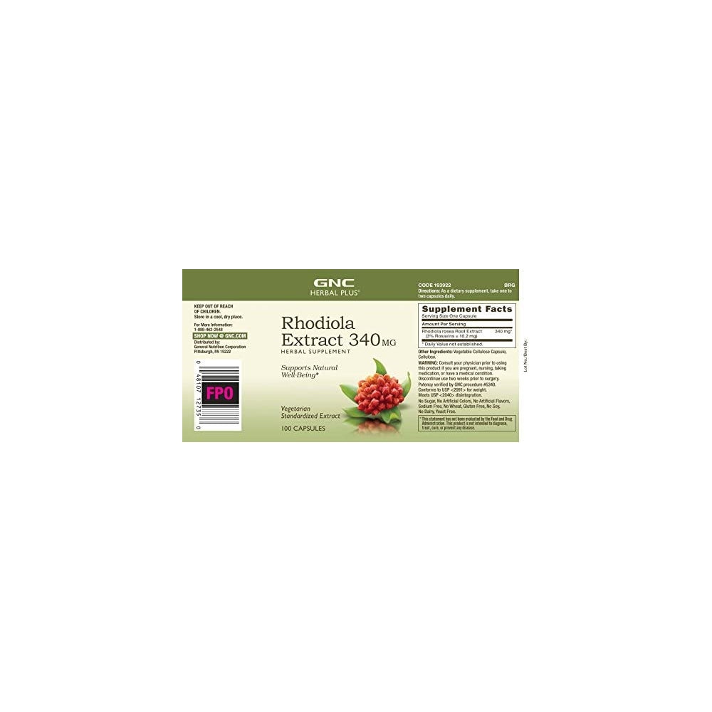 Suplemento herbal Plus Extracto de Rhodiola 340mg