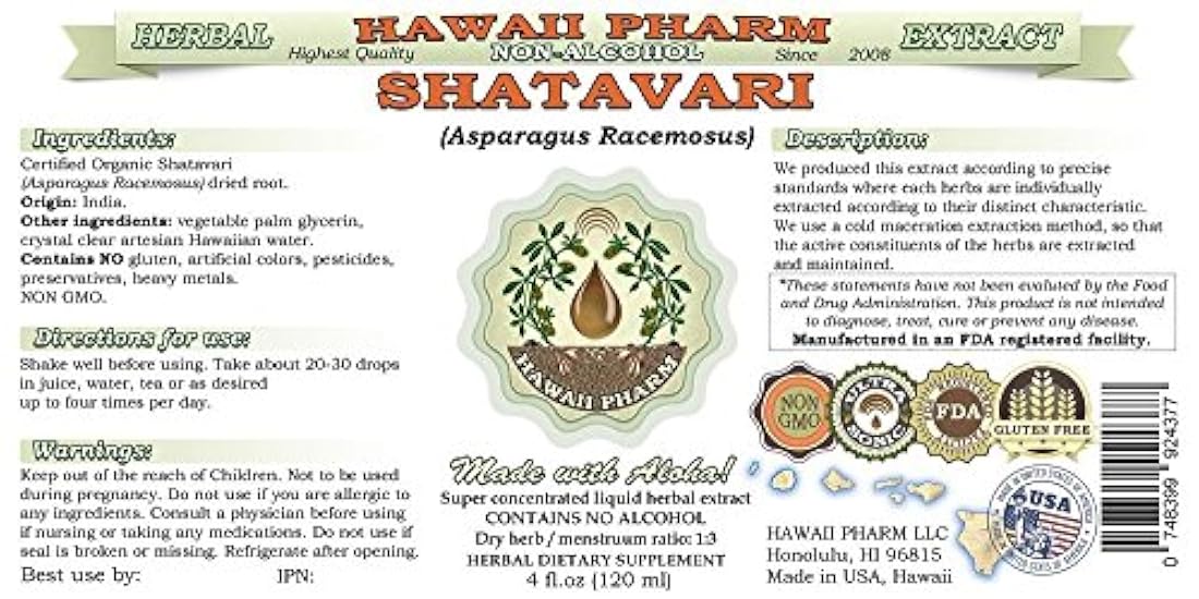 Shatavari alcohol-free Extracto de líquido Shatavari