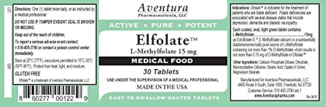 Elfolate - suplemento médico de alimentos fuerza profesional