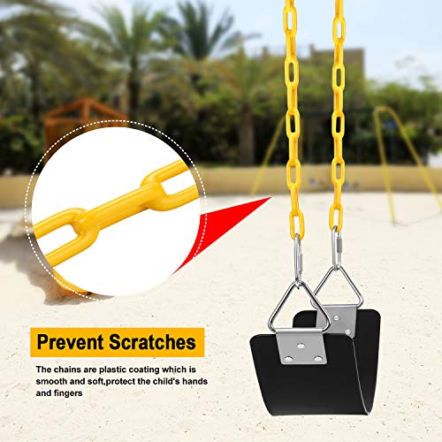 AGPTEK - Juego de columpio, asiento basculante con cadenas de 65.7 in, revestimiento de termoplástico, soporte de 660 libras, asiento oscilante, accesorios de repuesto con ganchos para exteriores, patio de recreo, selva y gimnasio, color negro