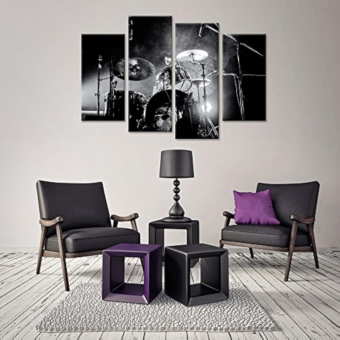 4 pieza con luces en blanco y negro - iHAPPYWALL