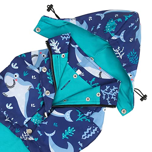 HDE Chubasquero de doble capa con cremallera para perros pequeños a grandes, tiburones, talla S