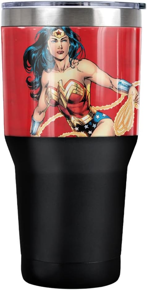 Taza de acero inoxidable DC Wonder Woman 30 oz con tapa deslizante