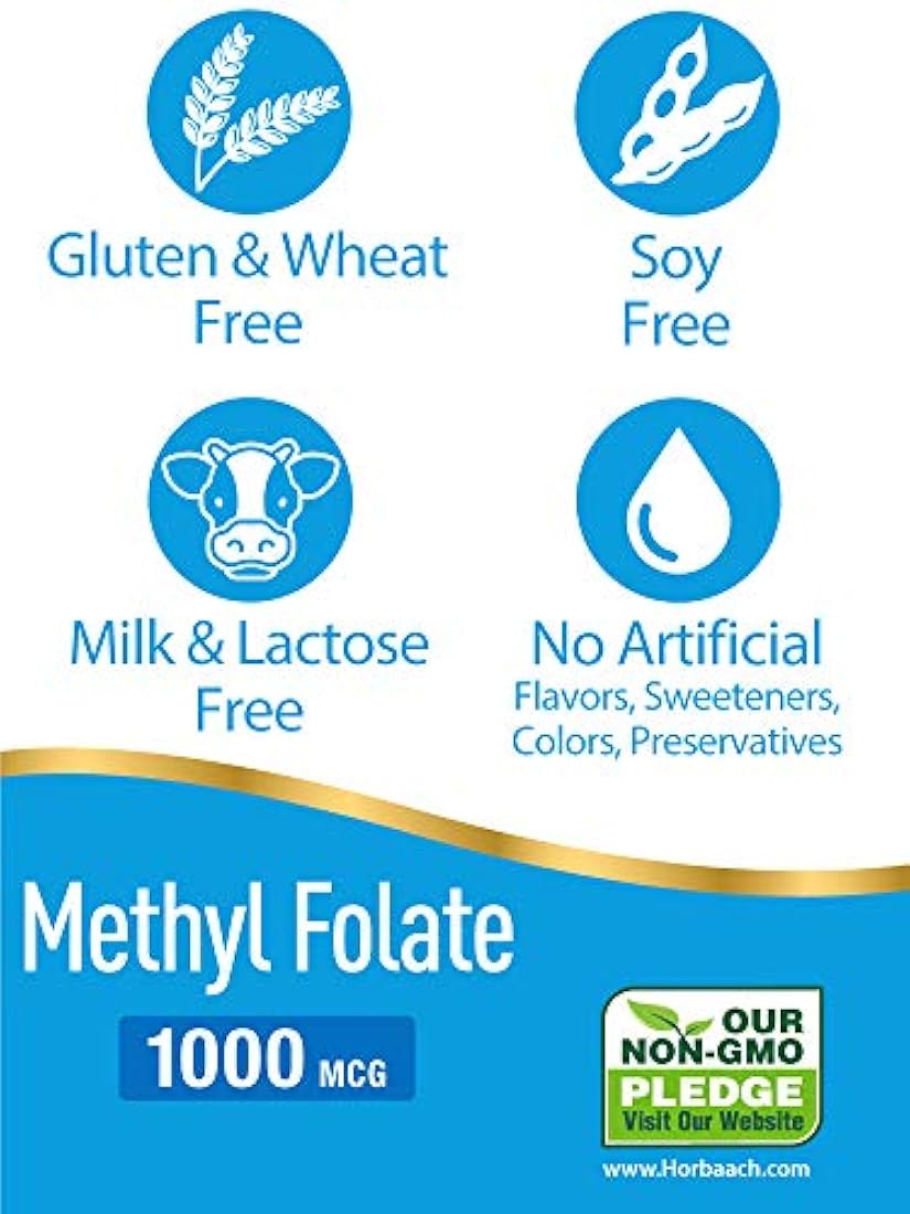 Suplemento de ácido fólico | sin OMG, metilfolato sin gluten