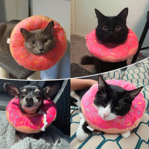 BINGPET Lindo collar de recuperación de donas para gatos y cachorros, suave y ajustable, protector de cuello en E para mascotas después de la cirugía, apto para gatitos, perros pequeños