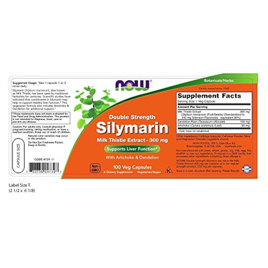 NOW Suplementos,Extracto de cardo leche de silimarina 300 mg