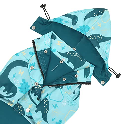 HDE Chubasquero de doble capa con cremallera para perros pequeños a grandes, dinosaurios - S