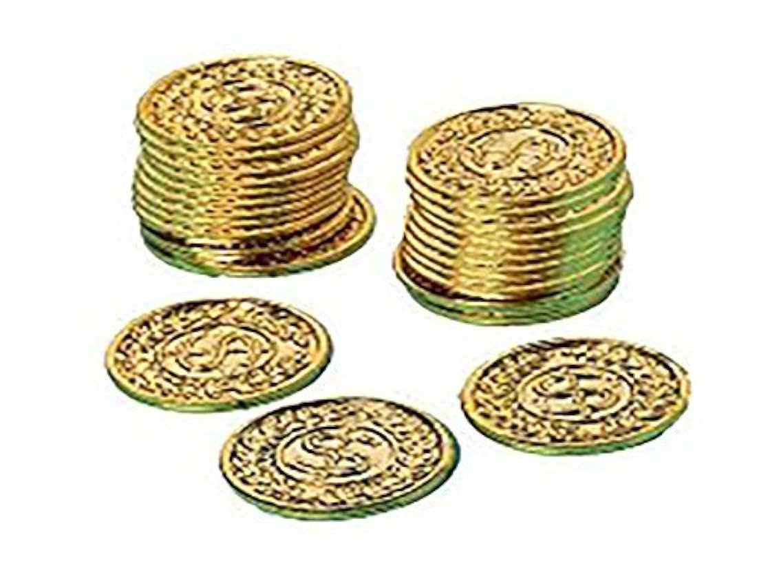 Conjunto de monedas doradas de plástico