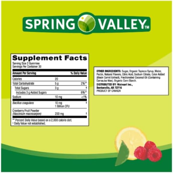 Suplemento de Probióticos para Mujeres Spring Valley, 60g, Gomas Vegetarianas