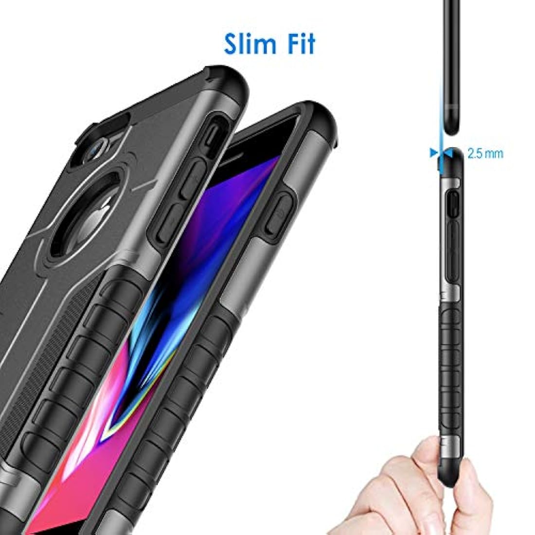 Carcasa para iPhone8/7 doble capa protectora JETech Plateado