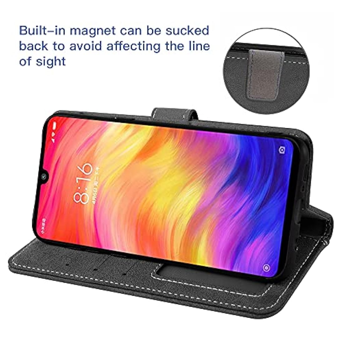 Funda tipo cartera de piel de lujo para teléfono móvil