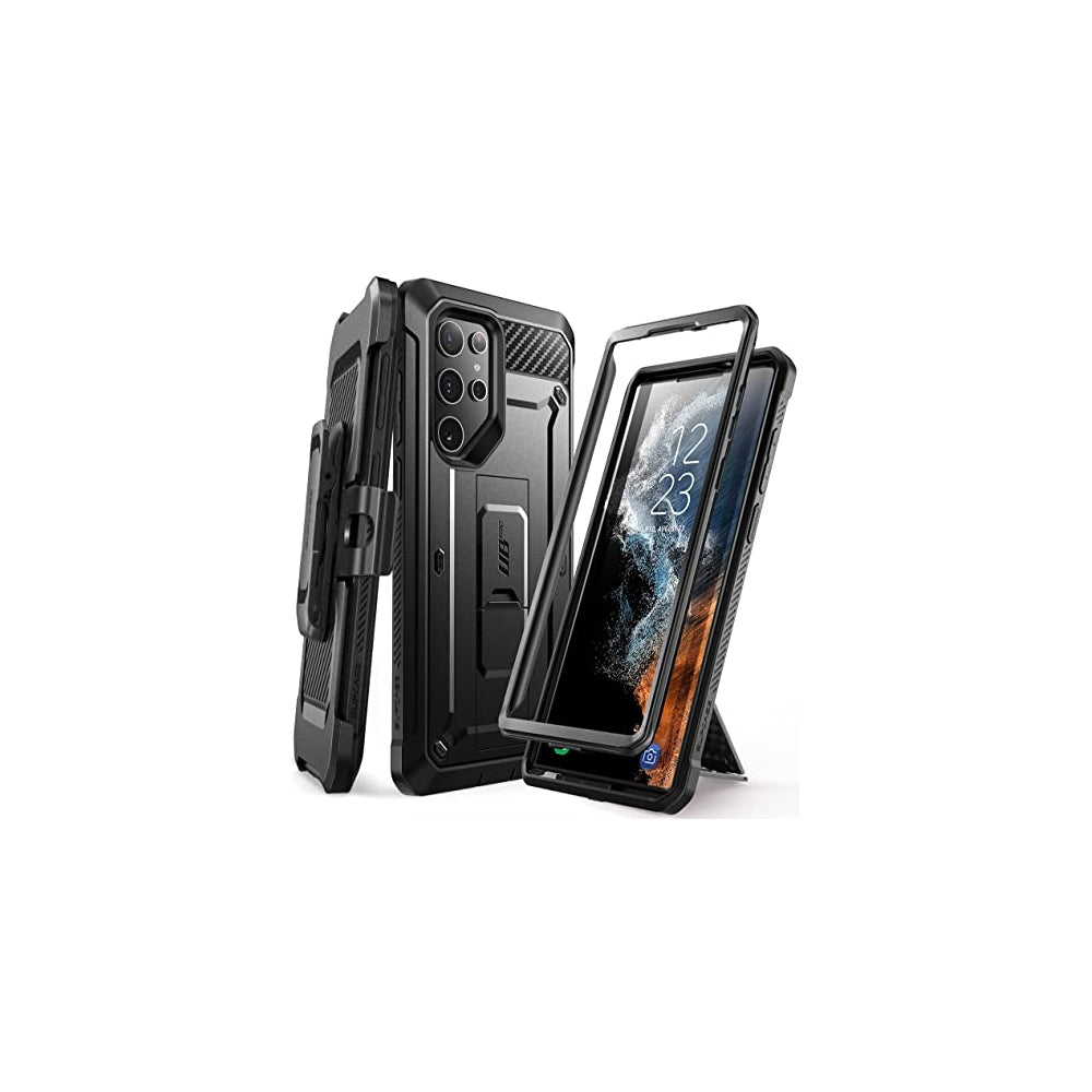SUPCASE Unicorn Beetle Pro Series - Funda para Samsung Galaxy S22 Ultra 5G (versión 2022), cuerpo completo de doble capa resistente con clip para cinturón y soporte sin protector de pantalla integrado (negro)