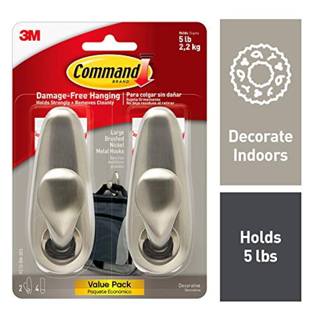 Command - Gancho metálico grande, clásico