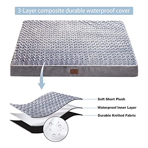 WNPETHOME Cama ortopédica grande para perro, cama para perros grandes con caja de espuma de huevo, cama para mascotas con suave felpa de rosa impermeable, funda de cama lavable extraíble