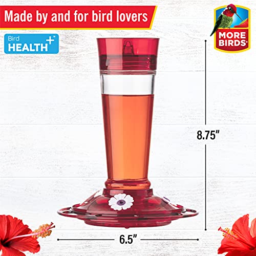 More Birds - Comedero de colibrí con diseño de rubí, Rubí, Rojo Rubí