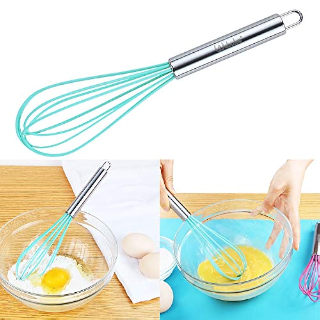 Batidor de silicona de 8 y 10 pulgadas, paquete de 4