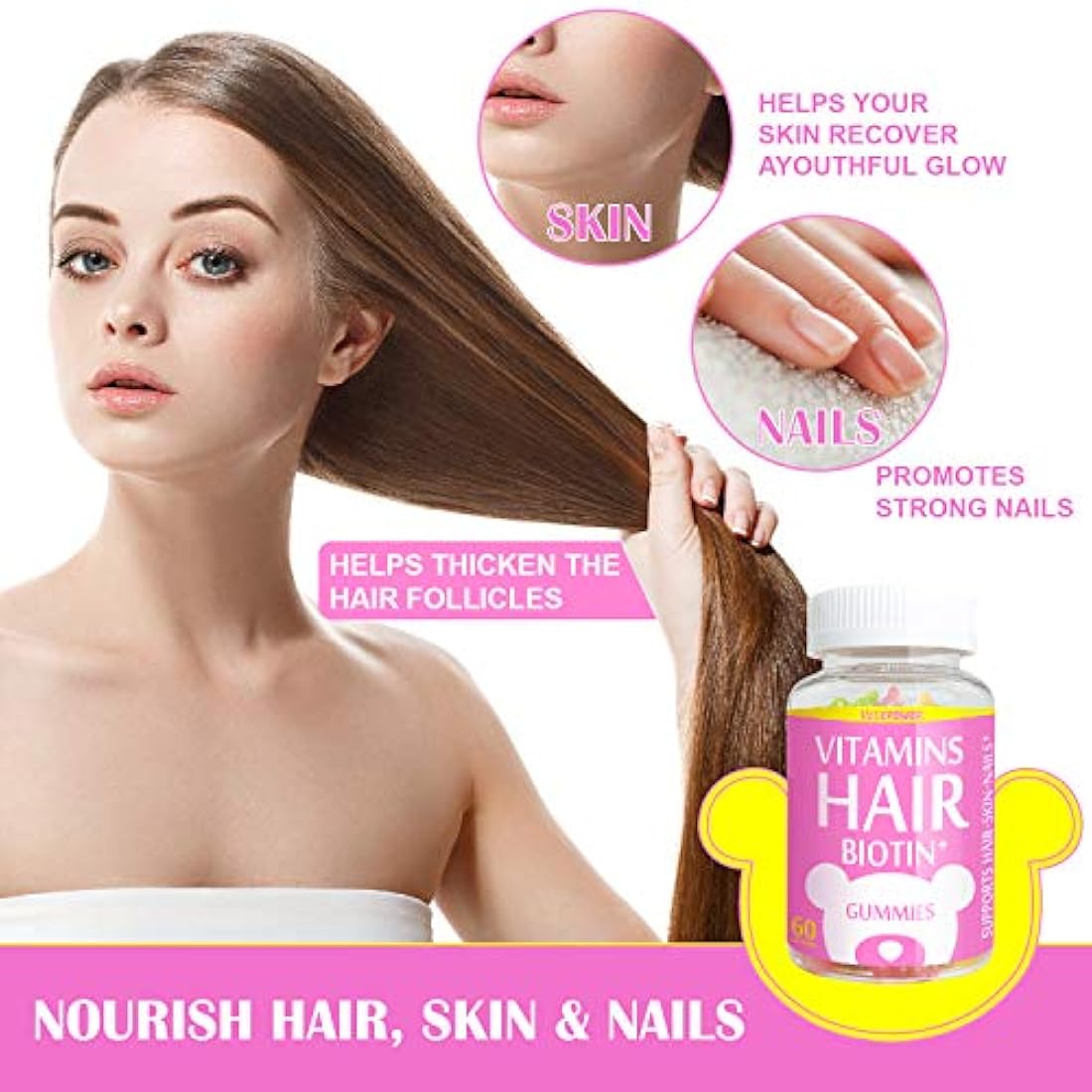 Gomitas de vitamina para el cabello 10,000 mcg