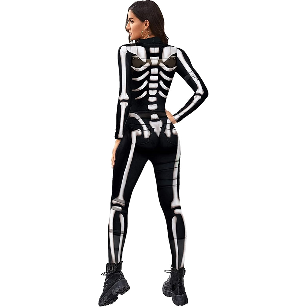 Disfraces de esqueleto para mujer talla L negro y blanco