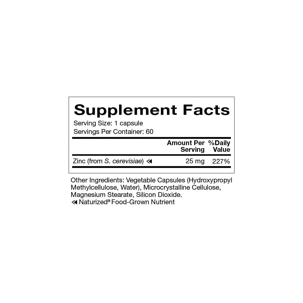 Suplementos Altamente biodisponible food-grown Zinc 60 Cáp