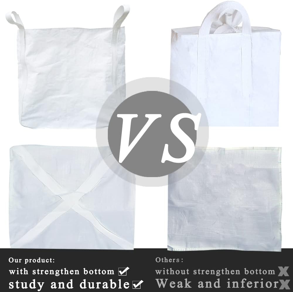 Bolsa FIBC Bolsa a granel Bolsa de basura para patio Bolsa súper bolsa Bolsa de construcción resistente Polipropileno tejido blanco de 100 galones Construcción y desmontaje FIBC ((90* 90* 110/Sello inferior))