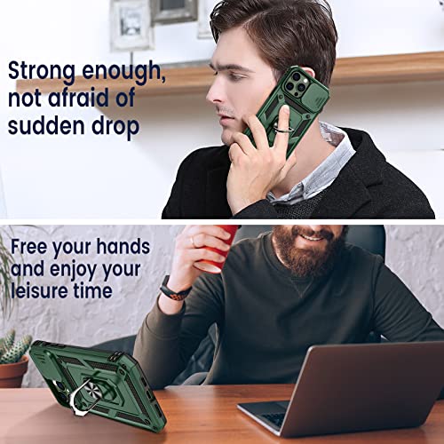 Funda para iPhone 13 Pro Max con soporte para cámara deslizante y soporte de grado militar resistente con soporte magnético para iPhone 13 Pro Max 6.7