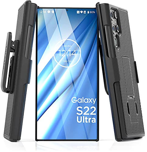 Encased DuraClip - Funda para Samsung Galaxy S22 Ultra con clip para cinturón, funda delgada para teléfono con funda