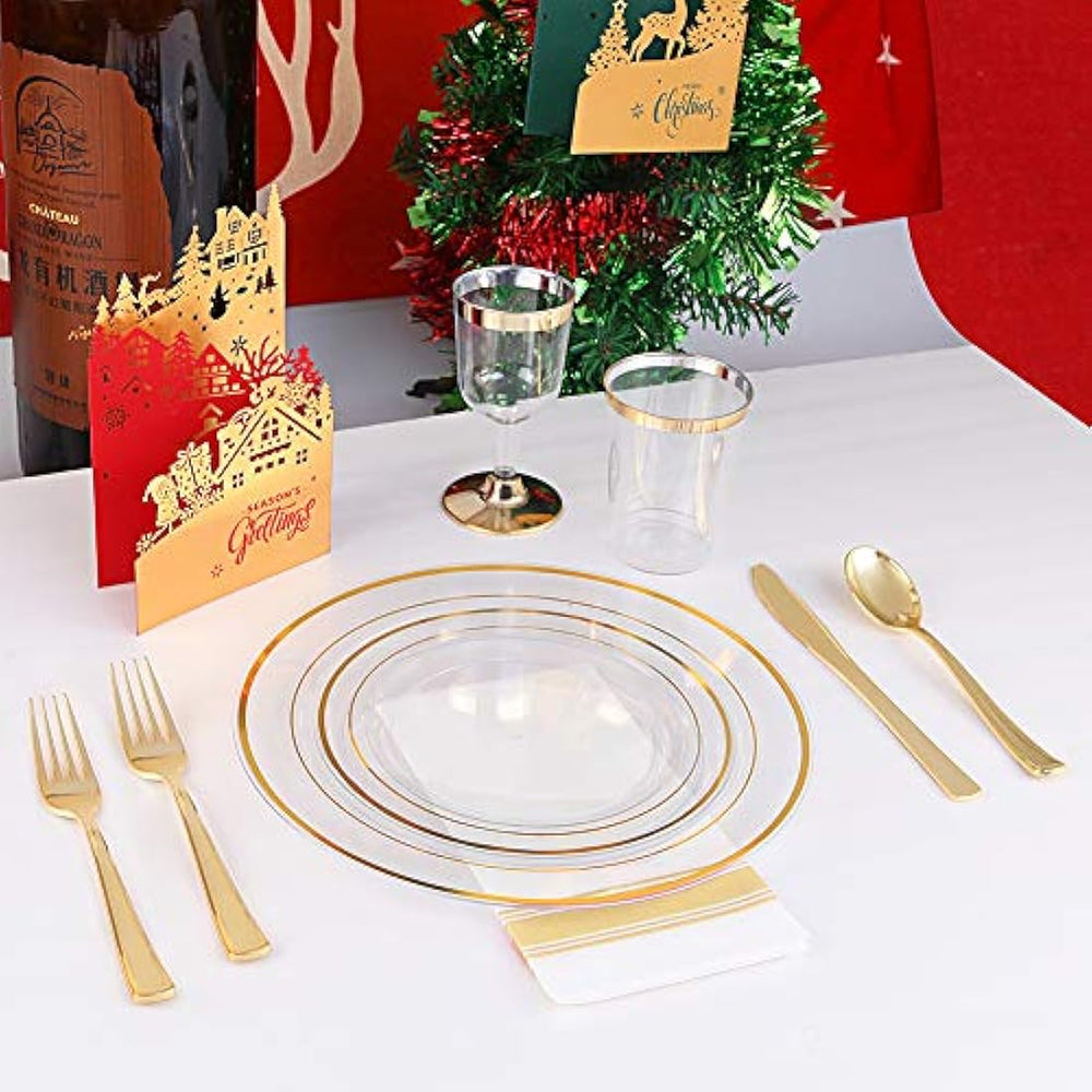 72 piezas de platos de postre de oro