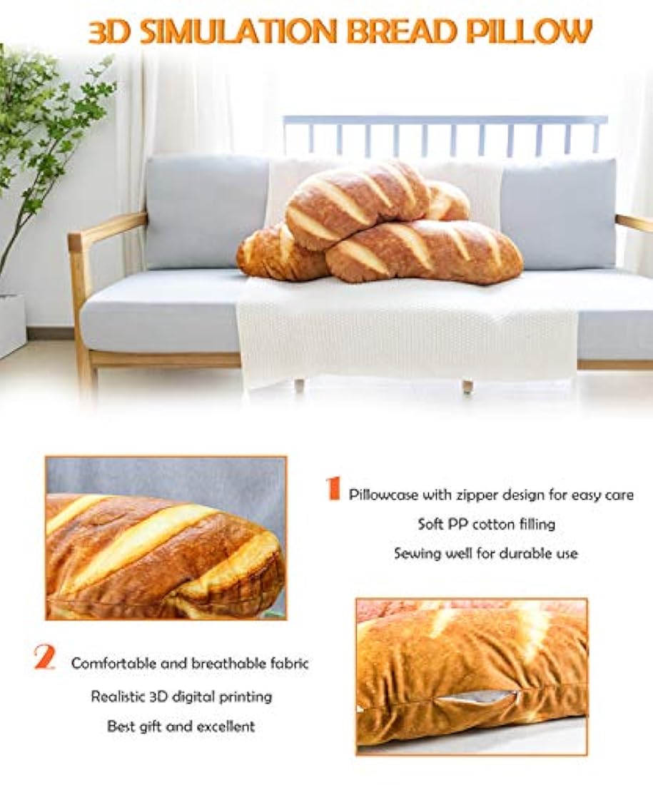 Cojines Cojin 3D de 32 pulgadas con forma de pan