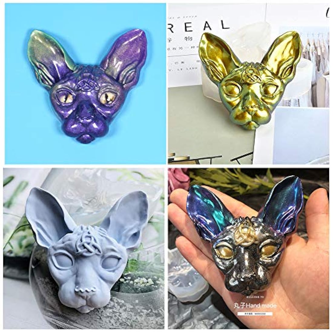 Sphynx Cat Head Silicone Resin Mold, Canadian Hairless Cat Beerus Devil DIY Hand Craft Epoxy Resin Molds for Making DIY Jewelry Necklace Pendant Keychain Handmade Crafts