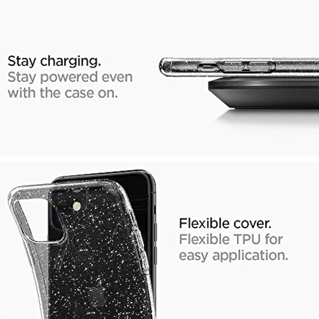 Funda de cristal líquido con brillo diseñada para iPhone 11
