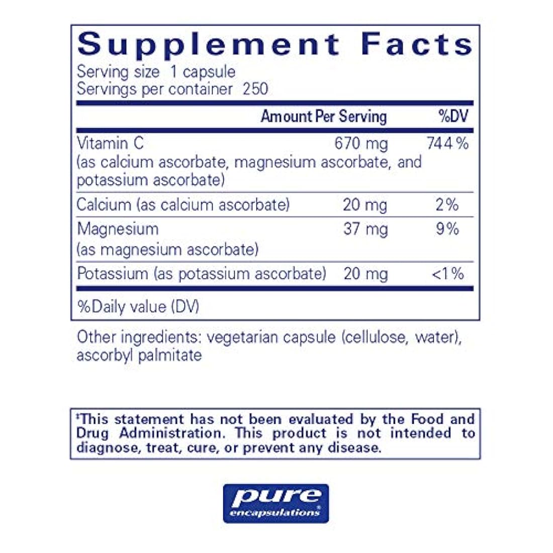 Pure Encapsulations Ácido ascórbico amortiguado 1